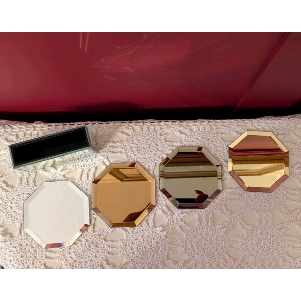 Jonathan Adler Happy Chic Mirrored Coasters 4 silver amber golden gunmetal